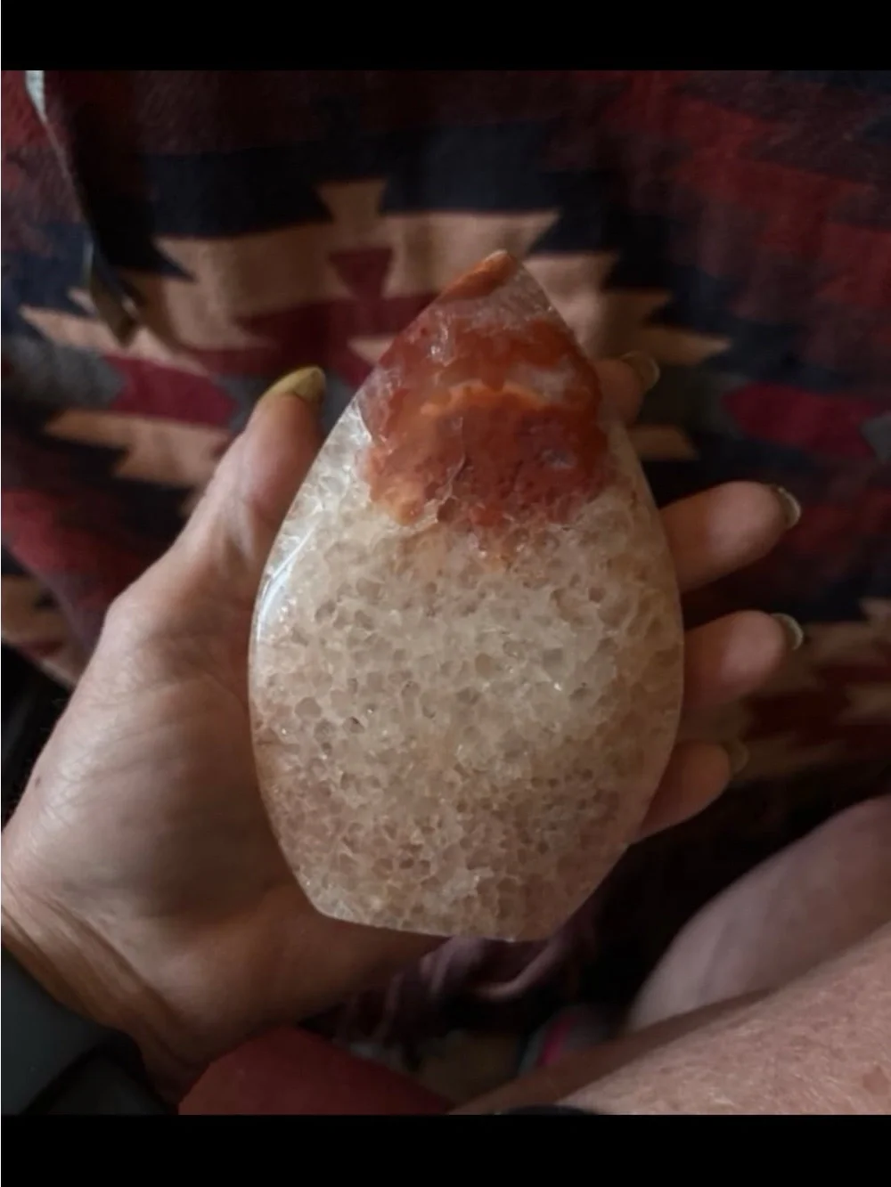 Polished Red and Cream Agate Geode Decorative Accent